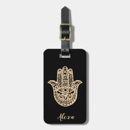 Etiqueta De Bagagem Presente preto personalizado para boa sorte hamsa