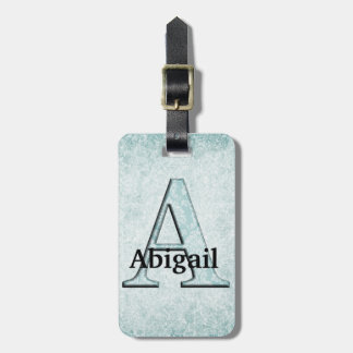 Etiqueta De Bagagem Presentes de Impressão Floral Azul A monograma