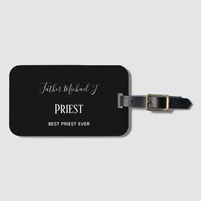 Etiqueta De Bagagem PRESENTES PRIEST - branco preto clássico personali (Frente Horizontal)