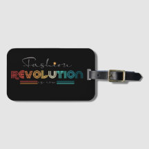 Etiqueta de Bagagem Preta Fashion Revolution Retro