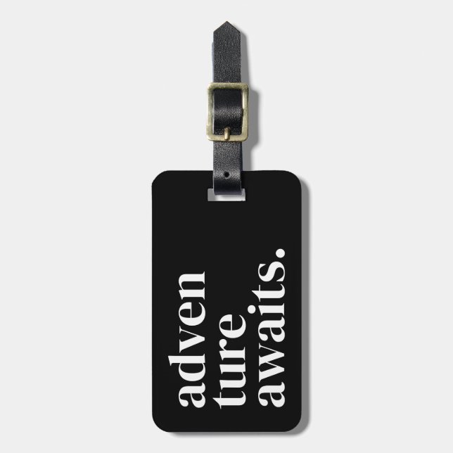 Etiqueta de Bagagem Preta Personalizada Moderna (Frente Vertical)