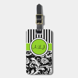 Etiqueta De Bagagem Preto, branco, o limão listrou o Tag da bagagem do