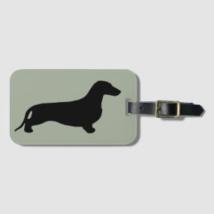 Etiqueta De Bagagem Preto da silhueta do Dachshund + suas ideias