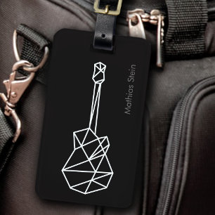 Etiqueta De Bagagem preto de violão de viagem rock