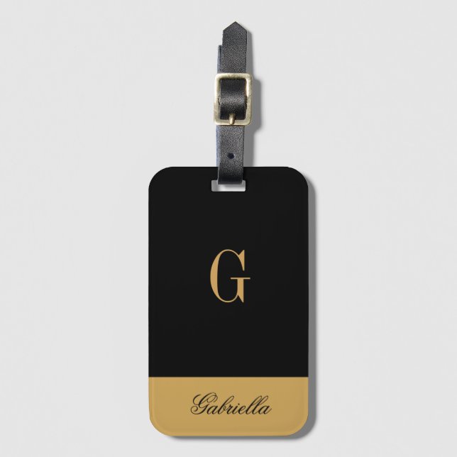 Etiqueta De Bagagem Preto do ouro (Frente Vertical)