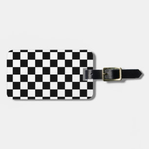 Etiqueta De Bagagem Preto e branco Checkered