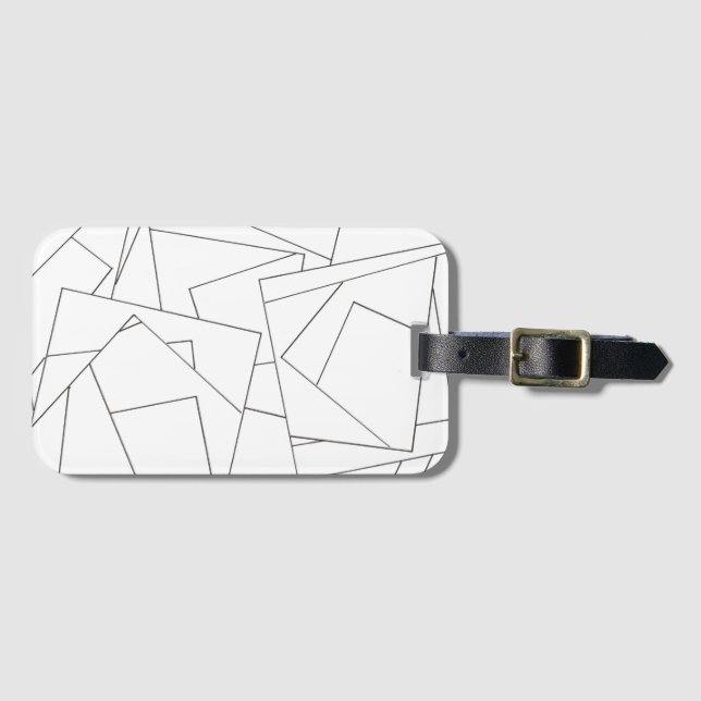 Etiqueta De Bagagem Preto E Branco Geométrico  (Frente Horizontal)