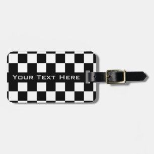 Etiqueta De Bagagem Preto e branco marcado - Adicionar seu texto / nom
