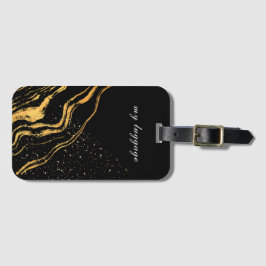 Etiqueta De Bagagem Preto e Clássico Dourado personalizável