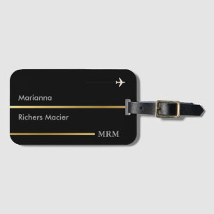 Etiqueta De Bagagem preto personalizado viagem mundial