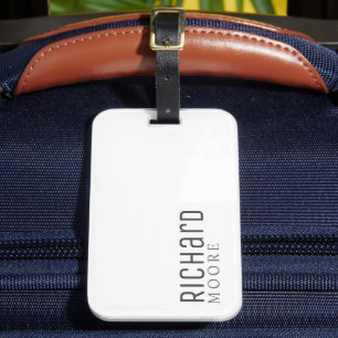 Etiqueta De Bagagem preto simples e elegante moderno e branco preto