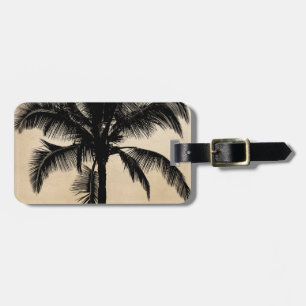 Etiqueta De Bagagem Preto tropical havaiano retro da silhueta da