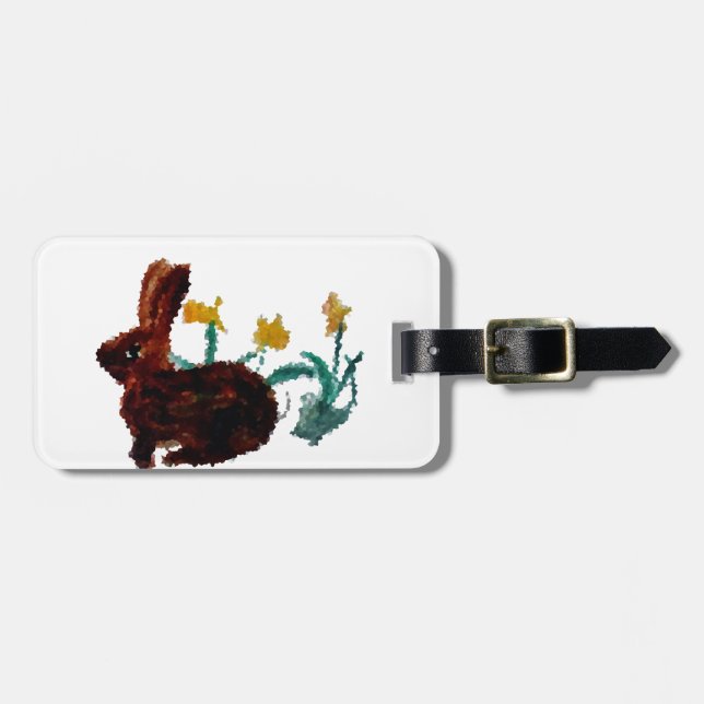 Etiqueta De Bagagem Primavera Rabbit Daffodils (Frente Horizontal)