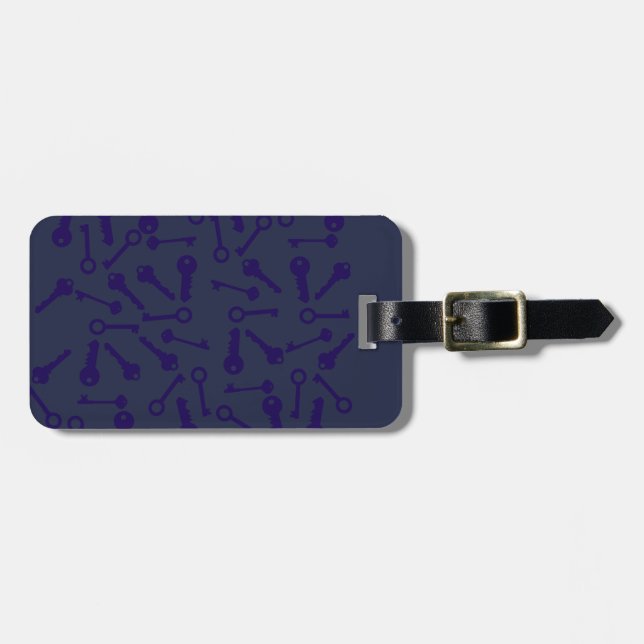 Etiqueta De Bagagem Produto de Padrão Azul Chave (Frente Horizontal)