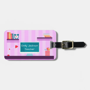 Etiqueta De Bagagem Professor Fashion Purple Stripes