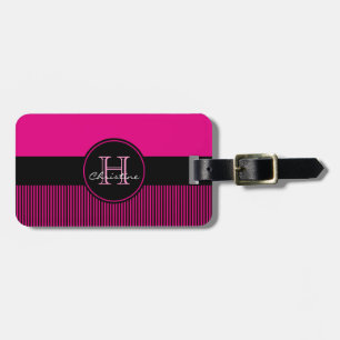 Etiqueta De Bagagem Profundo chique Monogrammed - as listras pretas