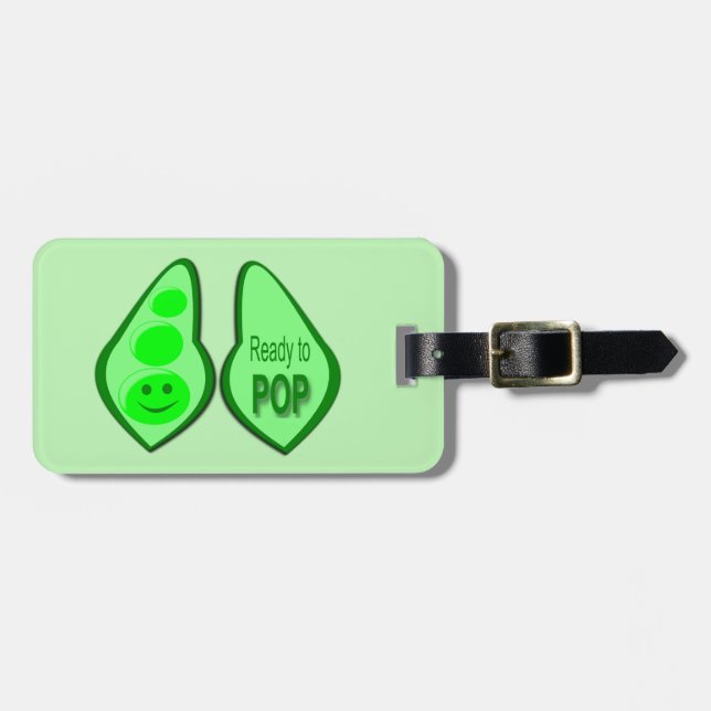 Etiqueta De Bagagem Pronto para Pop, Grávida, Pera Verde (Frente Horizontal)