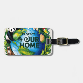 Etiqueta De Bagagem Proteja a arte do globo vital do nosso lar