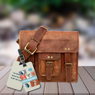 Etiqueta De Bagagem Psiquiatra Profissional Icônico Projetado