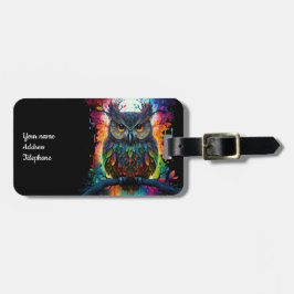 Etiqueta De Bagagem Psychedelic Fantasy Hippy Owl