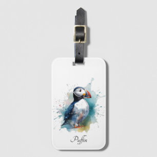 Etiqueta De Bagagem Puffin cúmulo de cor azul