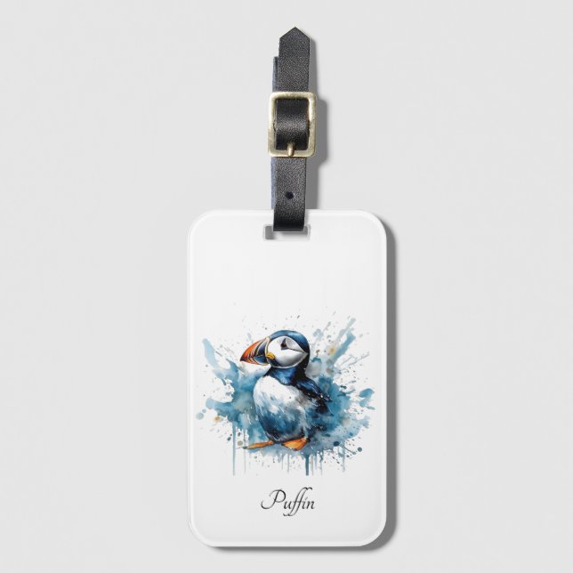 Etiqueta De Bagagem Puffin Splash, personalizado (Frente Vertical)