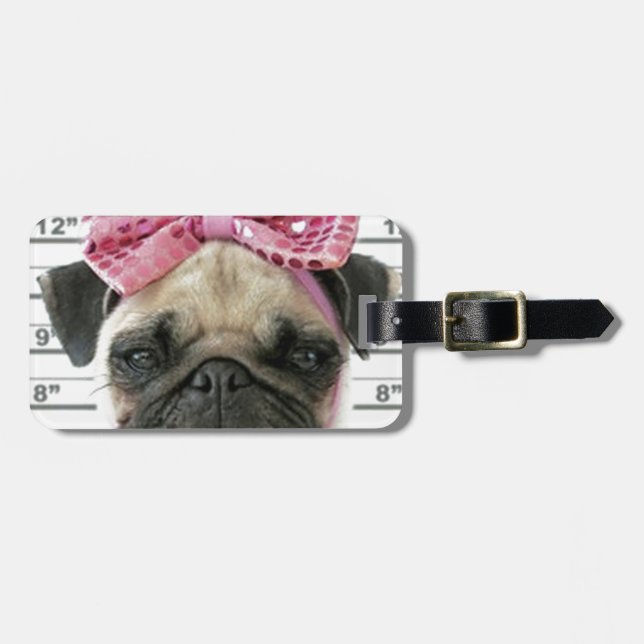Etiqueta De Bagagem Pug (Frente Horizontal)