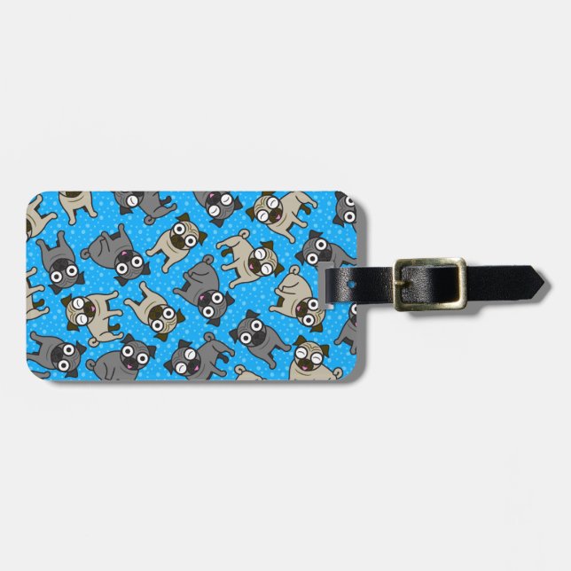 Etiqueta De Bagagem Pug-a-Dot (Azul) (Frente Horizontal)