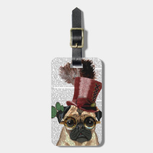 Etiqueta De Bagagem Pug com Style Steampunk Top Hat