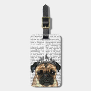 Etiqueta De Bagagem Pug Com Tiara