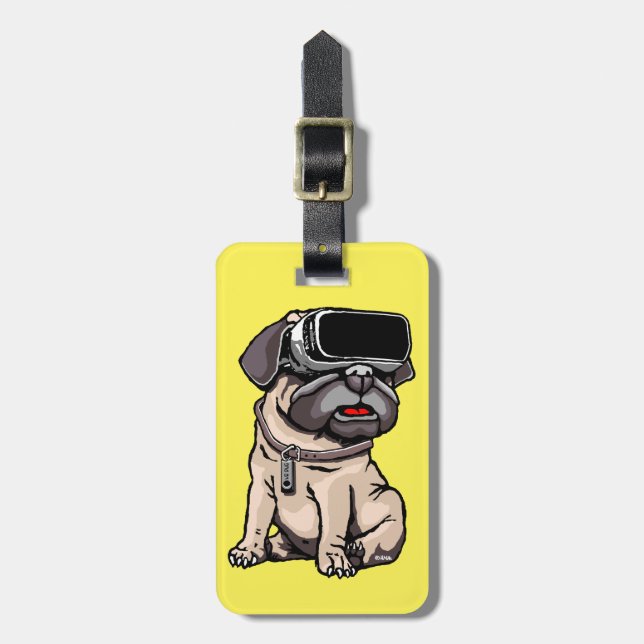 Etiqueta De Bagagem Pug de VR (Frente Vertical)