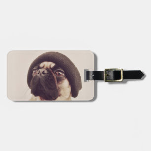 Etiqueta De Bagagem Pug do vândalo com design do chapéu