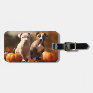 Etiqueta De Bagagem Pumpkin de Apelido de outono de Pitbulpy