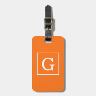 Etiqueta De Bagagem Pumpkin Laranja Branco Moldado Monograma Inicial