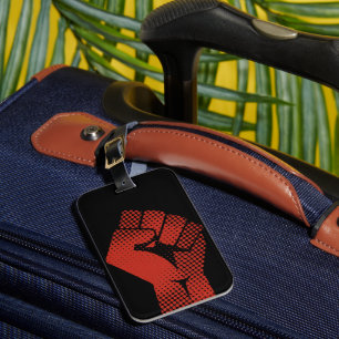 Etiqueta De Bagagem Punho Cerrado Vermelho de Solidariedade em Meios-T
