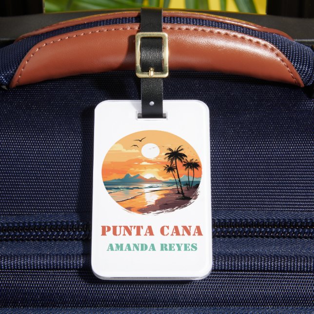 Etiqueta De Bagagem Punta Cana Retro Personalizada (Frente Insitu 2)
