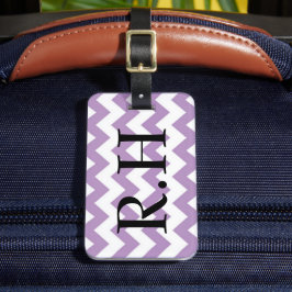 Etiqueta De Bagagem Purple and White Chevron Luggage Tag