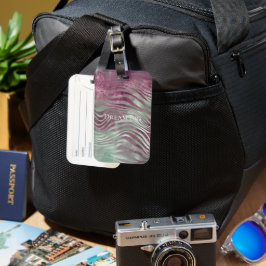 Etiqueta De Bagagem Purple Burgundy Aqua Mint Zebra