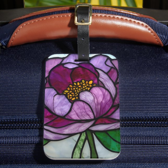 Etiqueta De Bagagem Purple Peony Stained  (Frente Insitu 2)