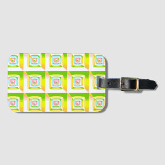 Etiqueta De Bagagem Quadrados 3D Inflados Verde Lima Amarelo Azul Rosa