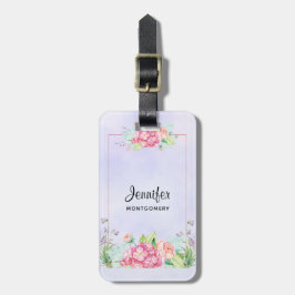 Etiqueta De Bagagem Quadro Floral de Cor de Água Rosa Moderna