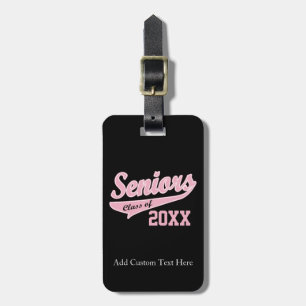 Etiqueta De Bagagem Qualquer ano, graduação cor-de-rosa/preta da