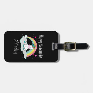 Etiqueta De Bagagem Quarantine Birthday Unicorn arco-íris