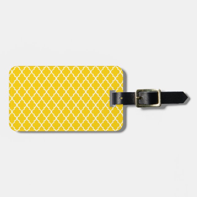 Etiqueta De Bagagem Quatrefoil de Marocano Amarelo Marocano, apanhador (Frente Horizontal)