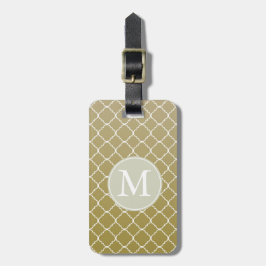 Etiqueta De Bagagem Quatrefoil Dourado Chic Monograma