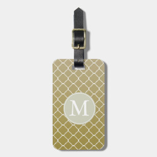 Etiqueta De Bagagem Quatrefoil Dourado Chic Monograma