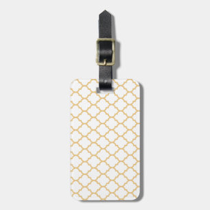 Etiqueta De Bagagem Quatrefoil Ouro-Amarelo e branco