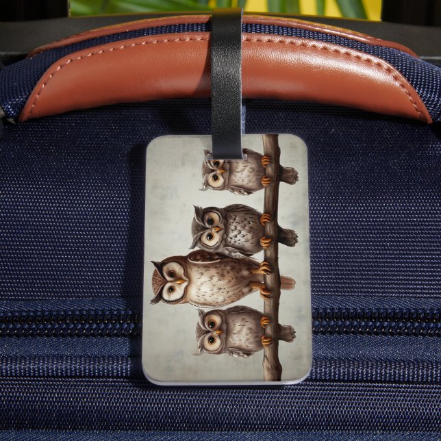 Etiqueta De Bagagem Quatro Corujas Encantadoras (Verso Insitu 4)