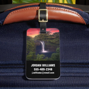 Etiqueta De Bagagem Quedas   Rainbow Falls, Hilo, Havaí