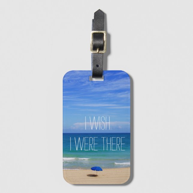 Etiqueta De Bagagem Queria estar lá - Blue Beach Umbrella (Frente Vertical)